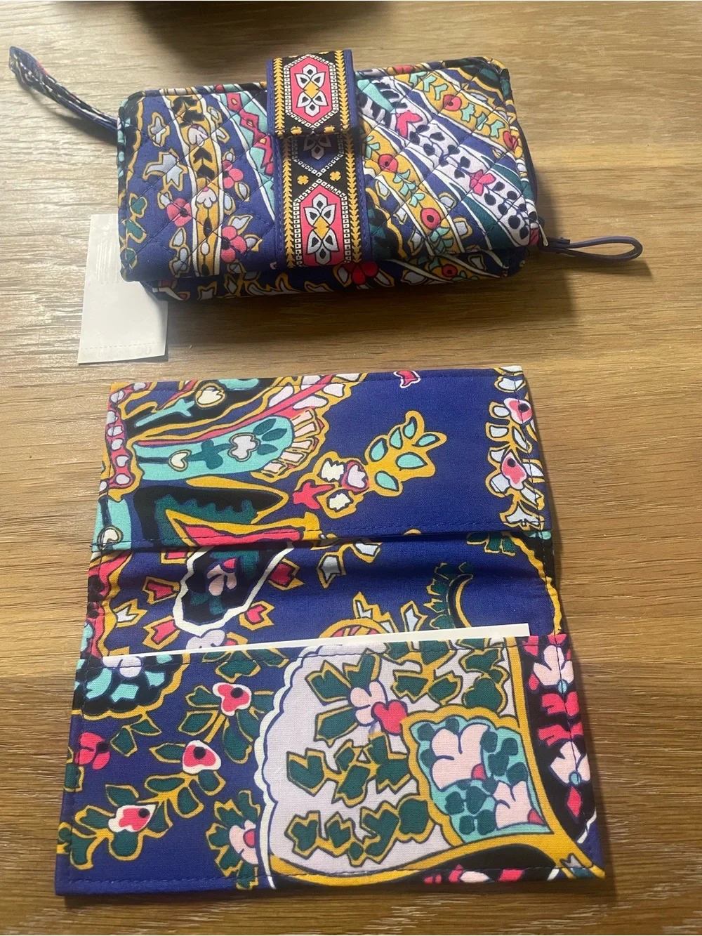Vera Bradley Navy Floral Quilted Wristlet and Matching Wallet
